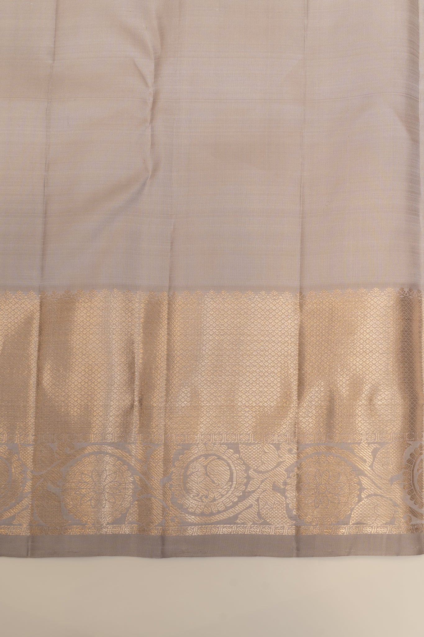 Greyish silver pure Kanchipuram silk saree