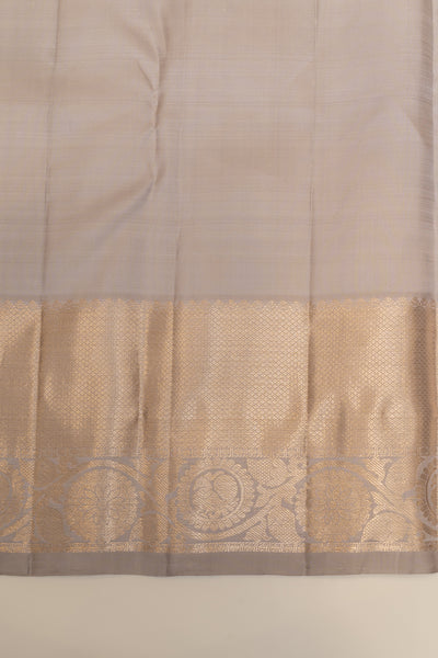 Greyish silver pure Kanchipuram silk saree