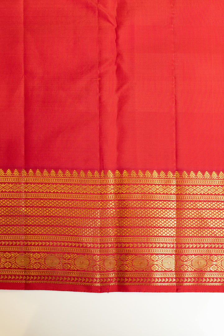 Multi stripes red border pure Kanchipuram silk saree