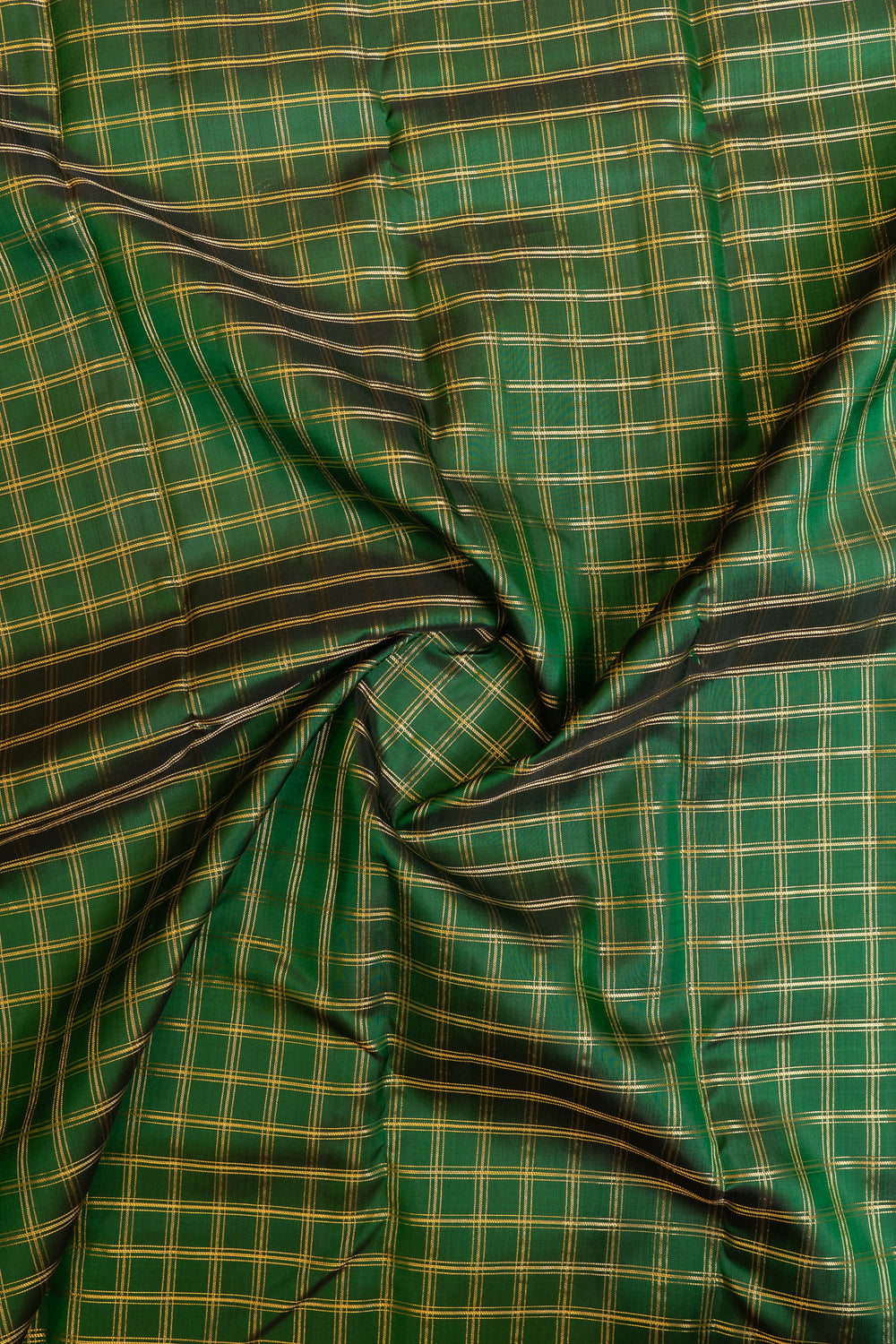 Green zari checks pure Kanchipuram silk saree