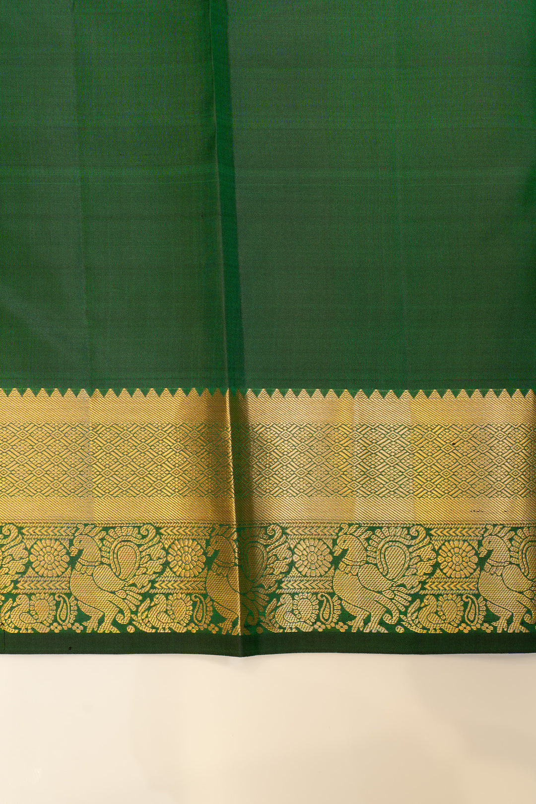 Green zari checks pure Kanchipuram silk saree