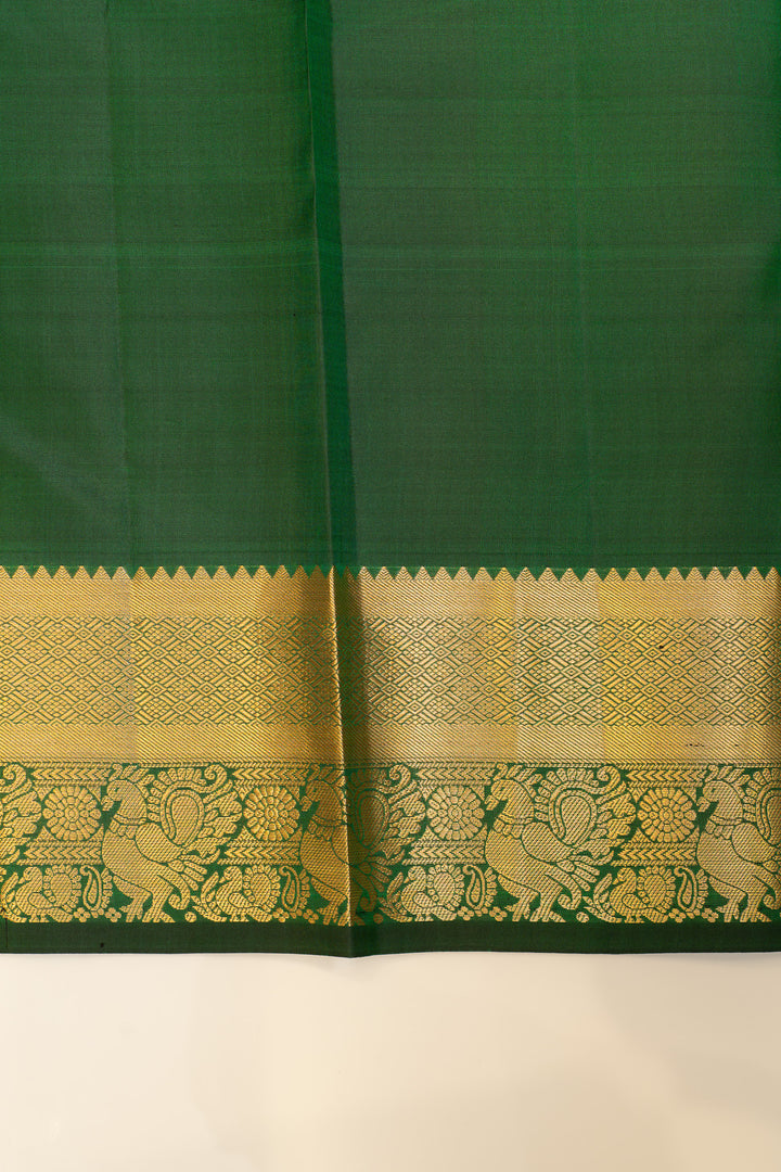 Green zari checks pure Kanchipuram silk saree