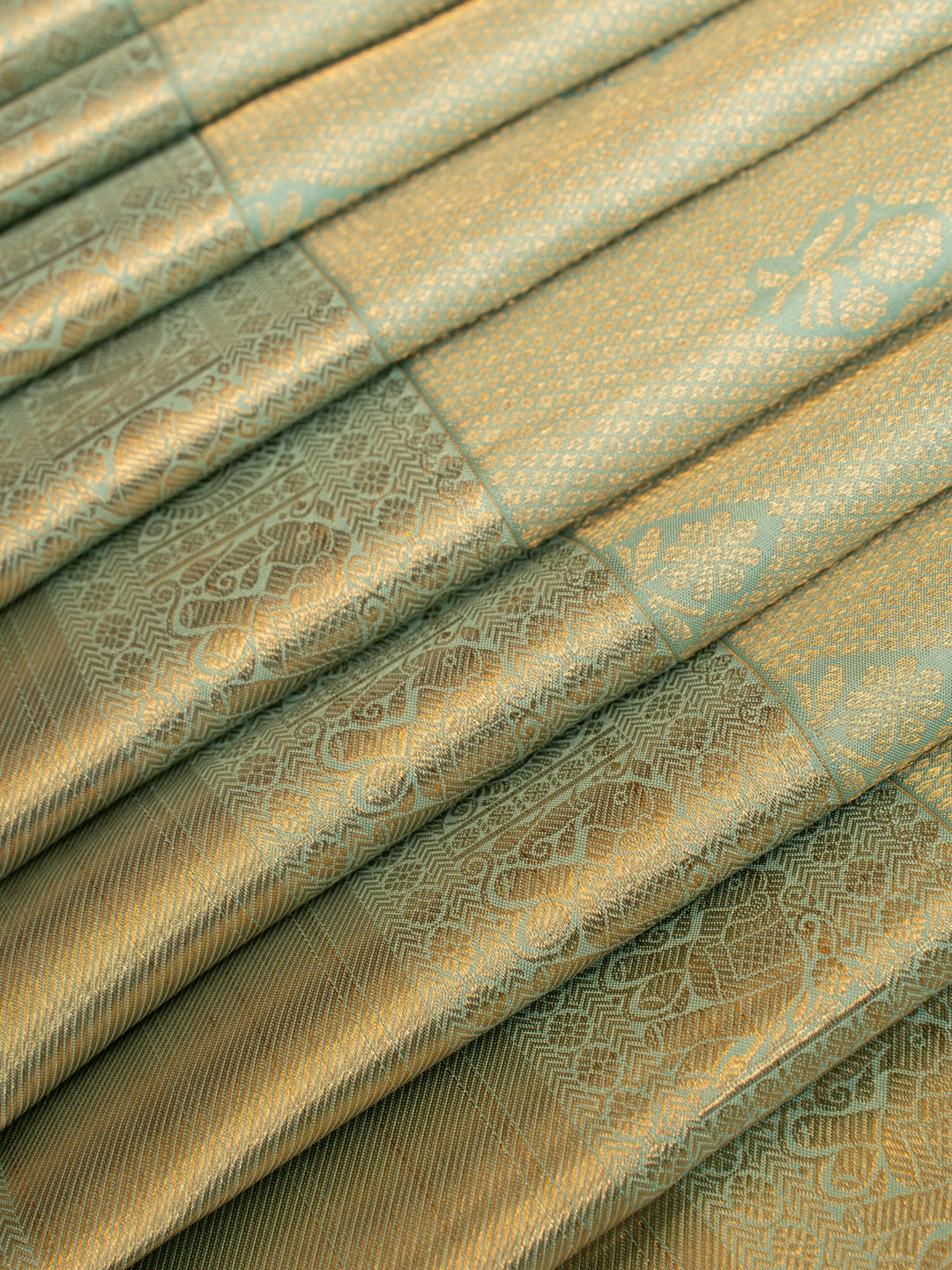 Cyan blue brocade pure Kanchipuram silk saree