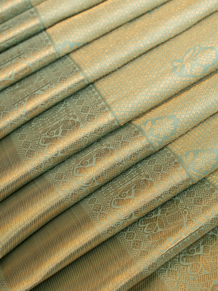 Cyan blue brocade pure Kanchipuram silk saree