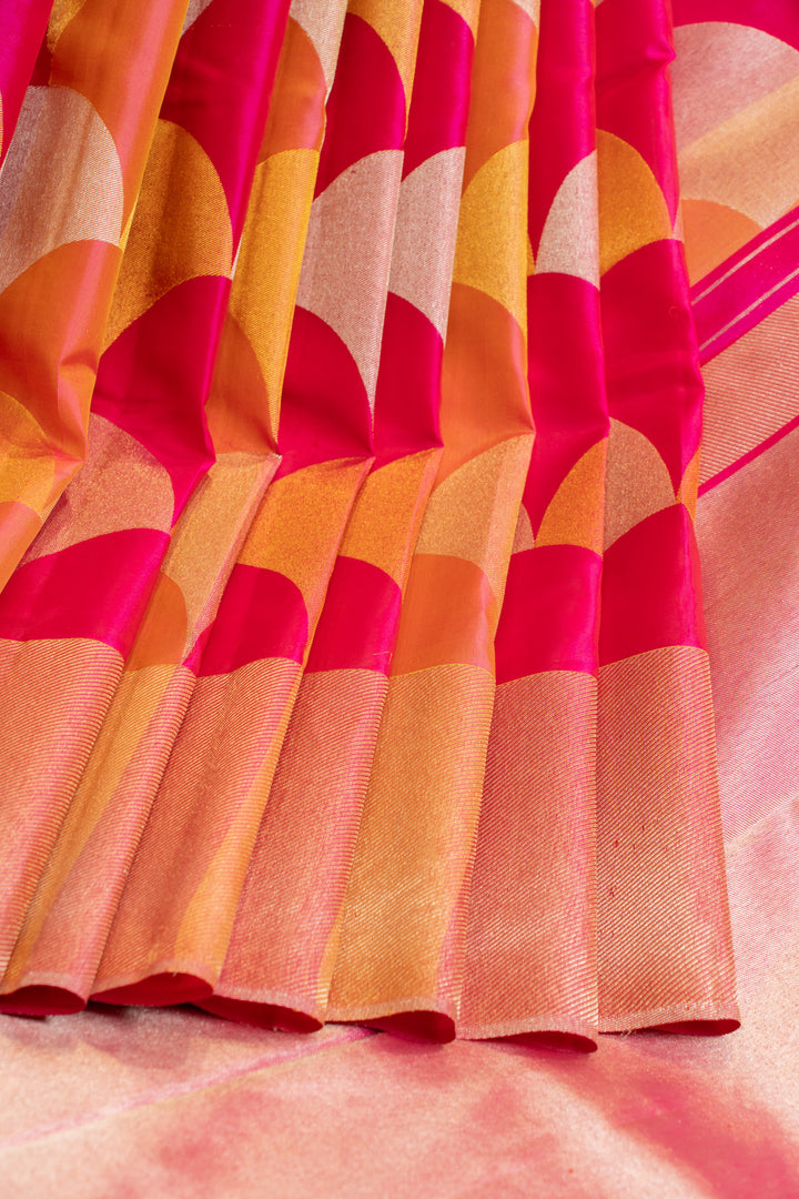 Rani pink and orange pure Kanchipuram silk saree