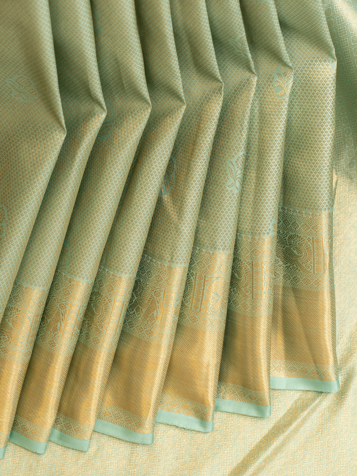 Cyan blue brocade pure Kanchipuram silk saree