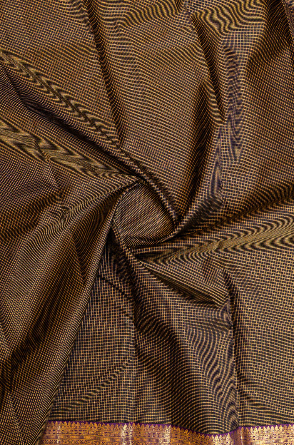 Black zari checks pure Kanchipuram silk saree