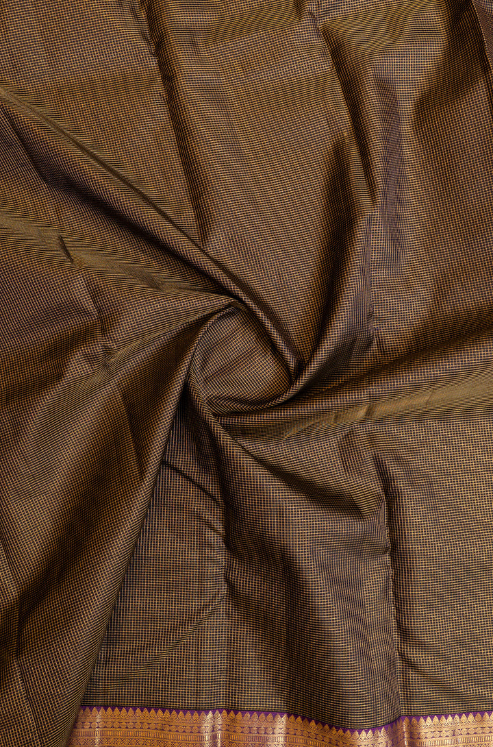 Black zari checks pure Kanchipuram silk saree