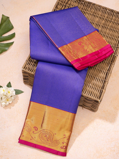 Purple zari brocade kanchipuram silk saree design