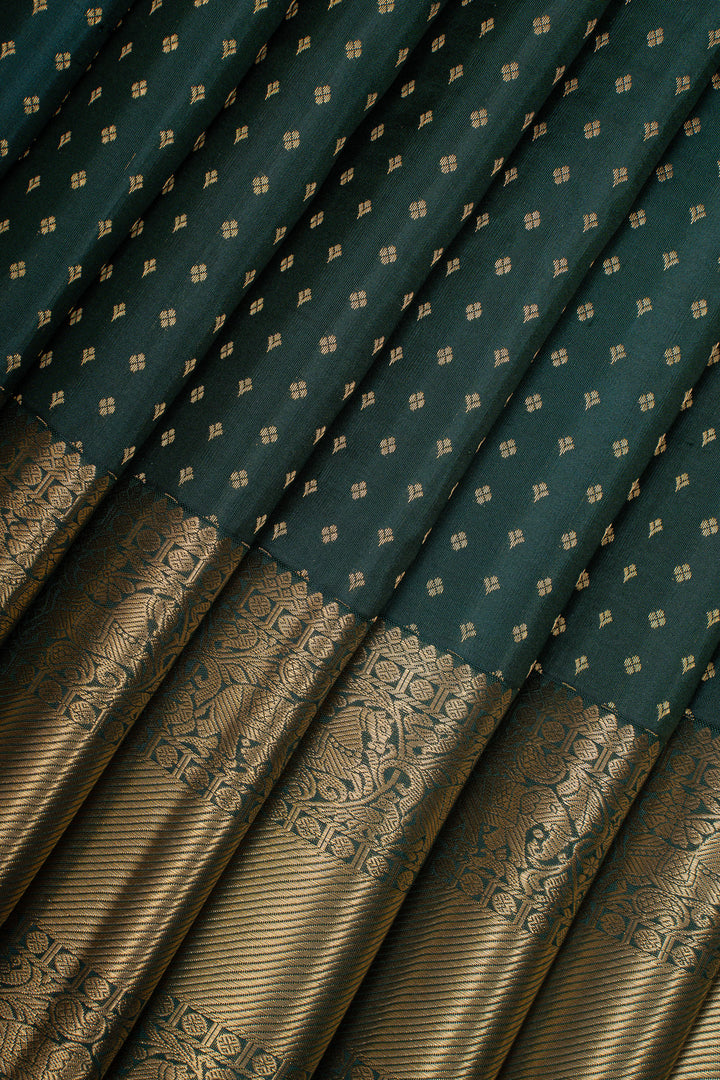 Bottle Green Traditional Pure Kanchipuram Silk Saree