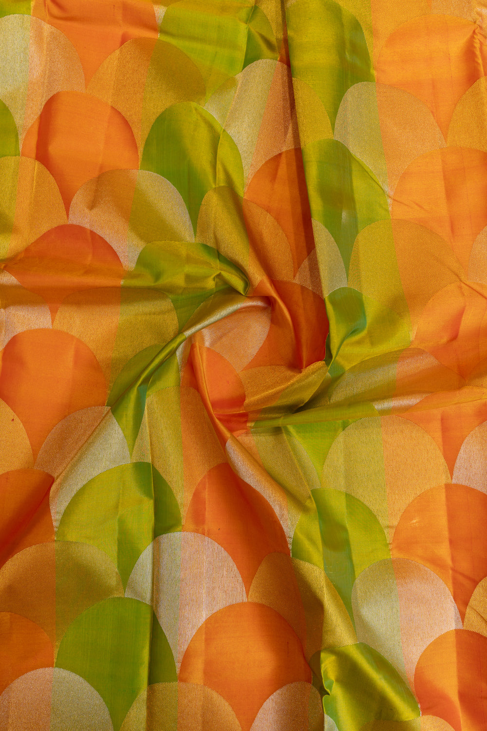 Orange and green pure Kanchipuram silk saree