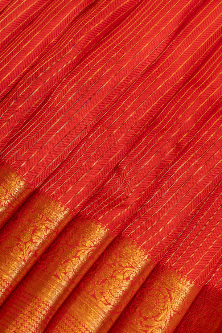 Red stripes pure Kanchipuram silk saree