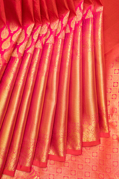 Pink Brocade Pure Kanchipuram Silk Saree - Clio Silks