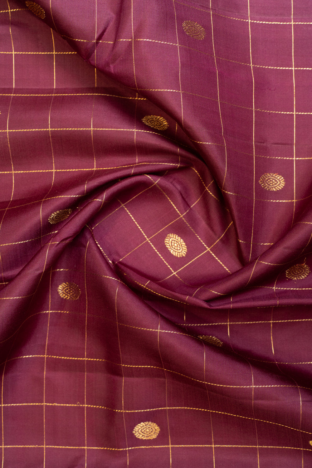 Maroon traditional checks rettai pettu pure Kanchipuram silk saree