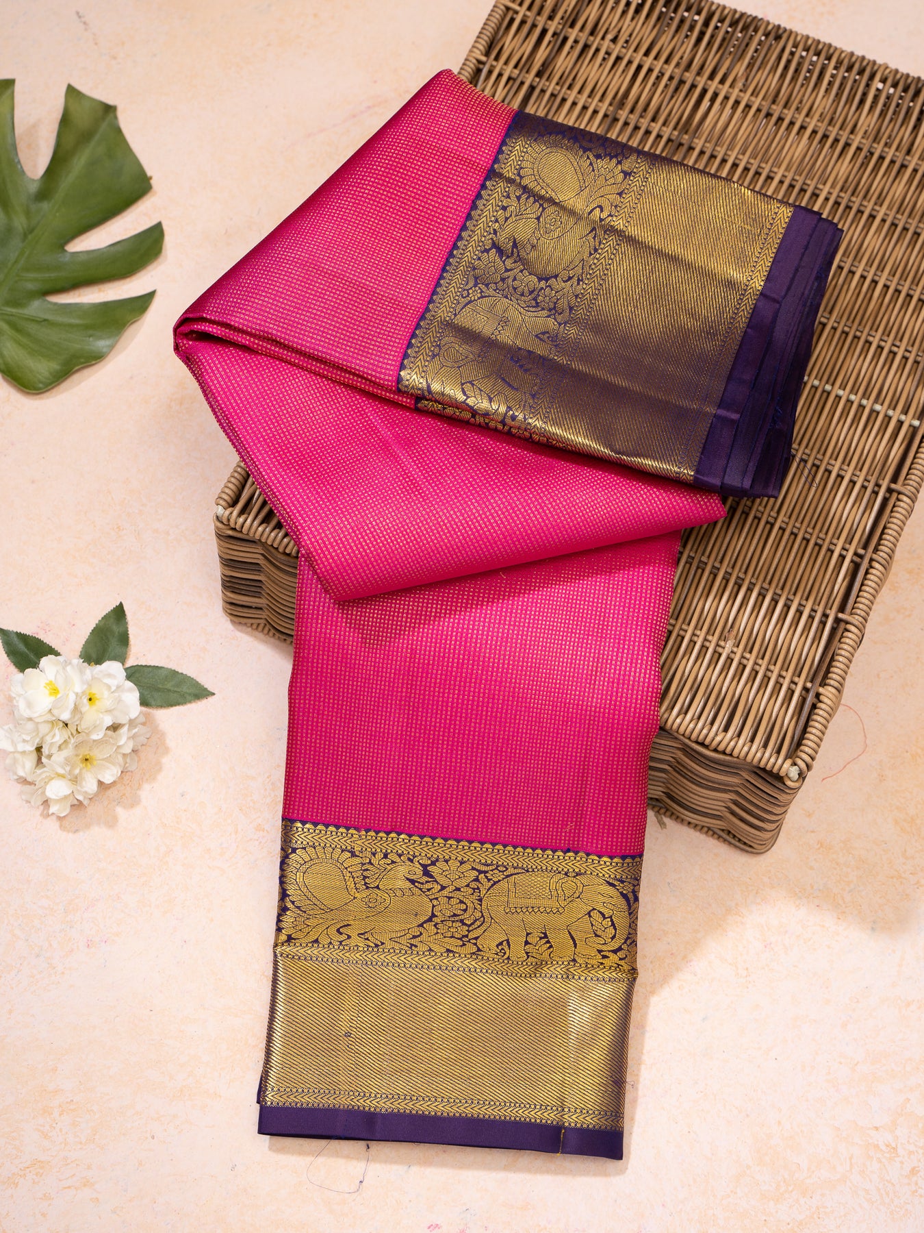 Rani Pink and Purple Muthu Zari Pure kanchipuram Silk Saree Rani Muthu Calendar 2025 Buy Online