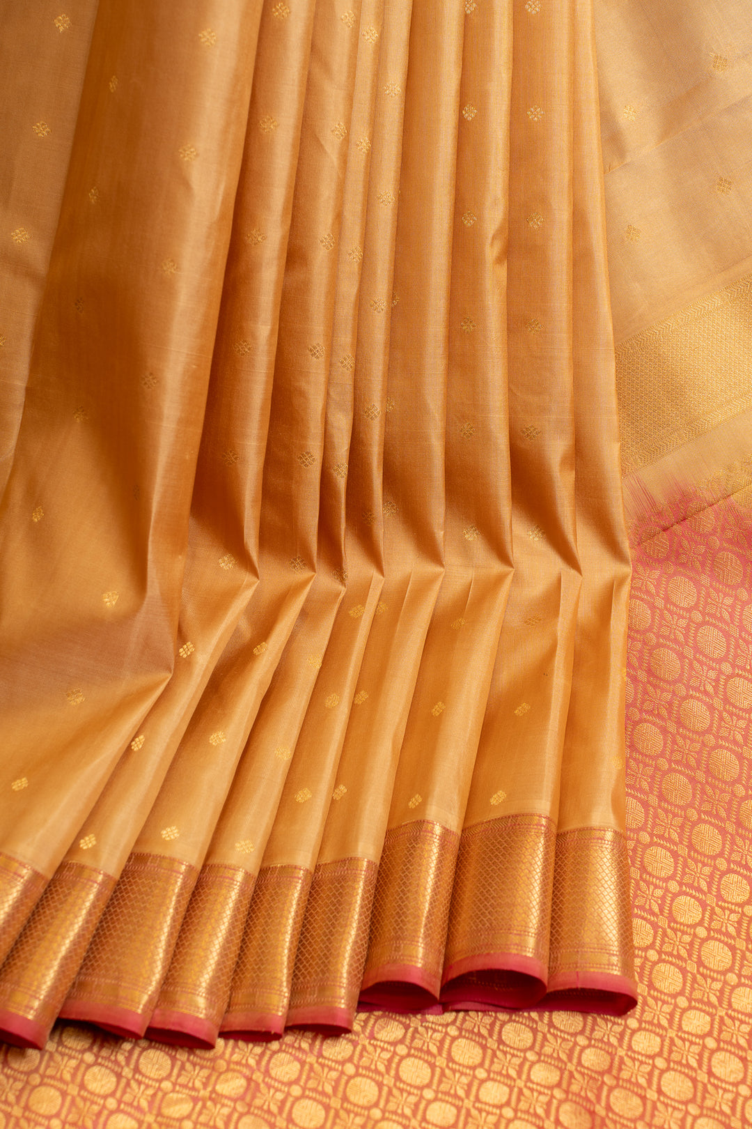 Sandal yellow traditional pure Kanchipuram silk saree