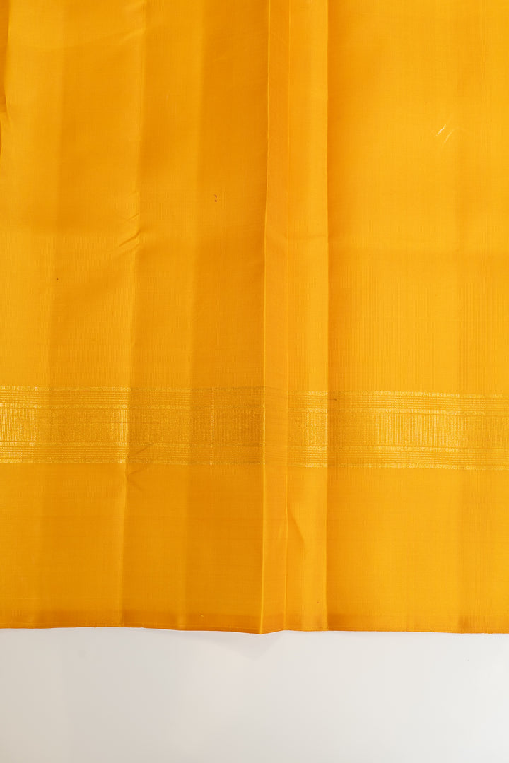 Peacock Blue and Mustard checks Pure Kanchipuram Silk Saree