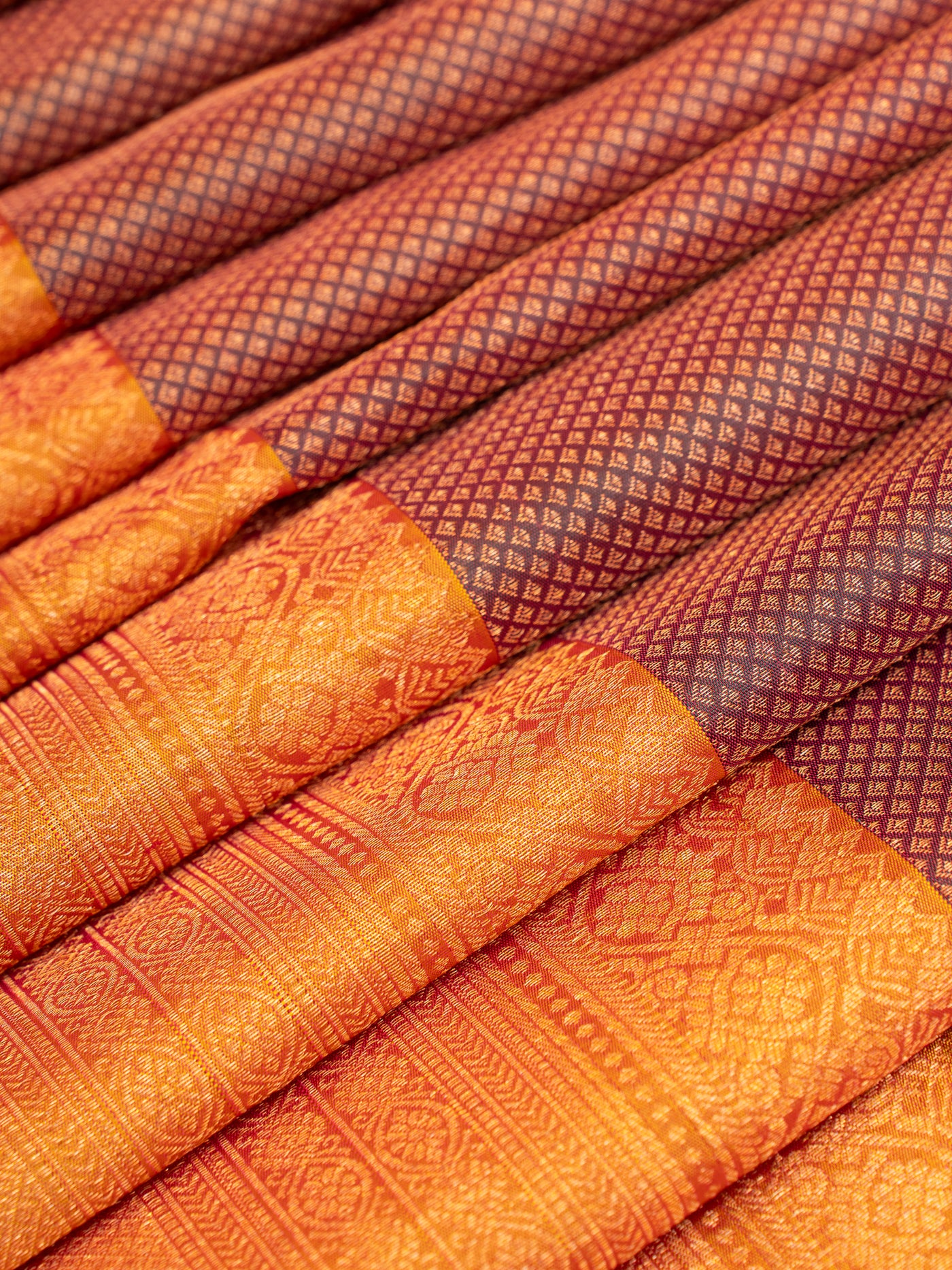 Maroon and Mustard Brocade Pure Kanchipuram Silk Saree