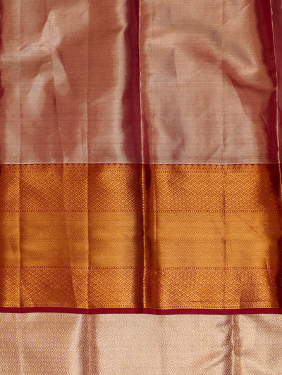 Pastel Pink and Maroon pure tissue Kanchipuram silk saree