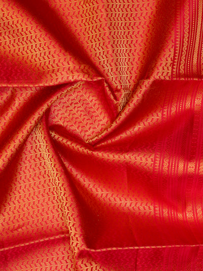 Red Ornate Zari Stripes Pure Soft Silk Saree