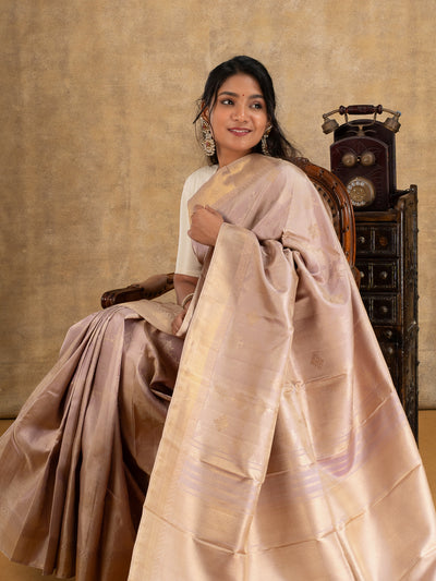 Mauve Pure Zari Kasuti Kanchipuram Silk Saree