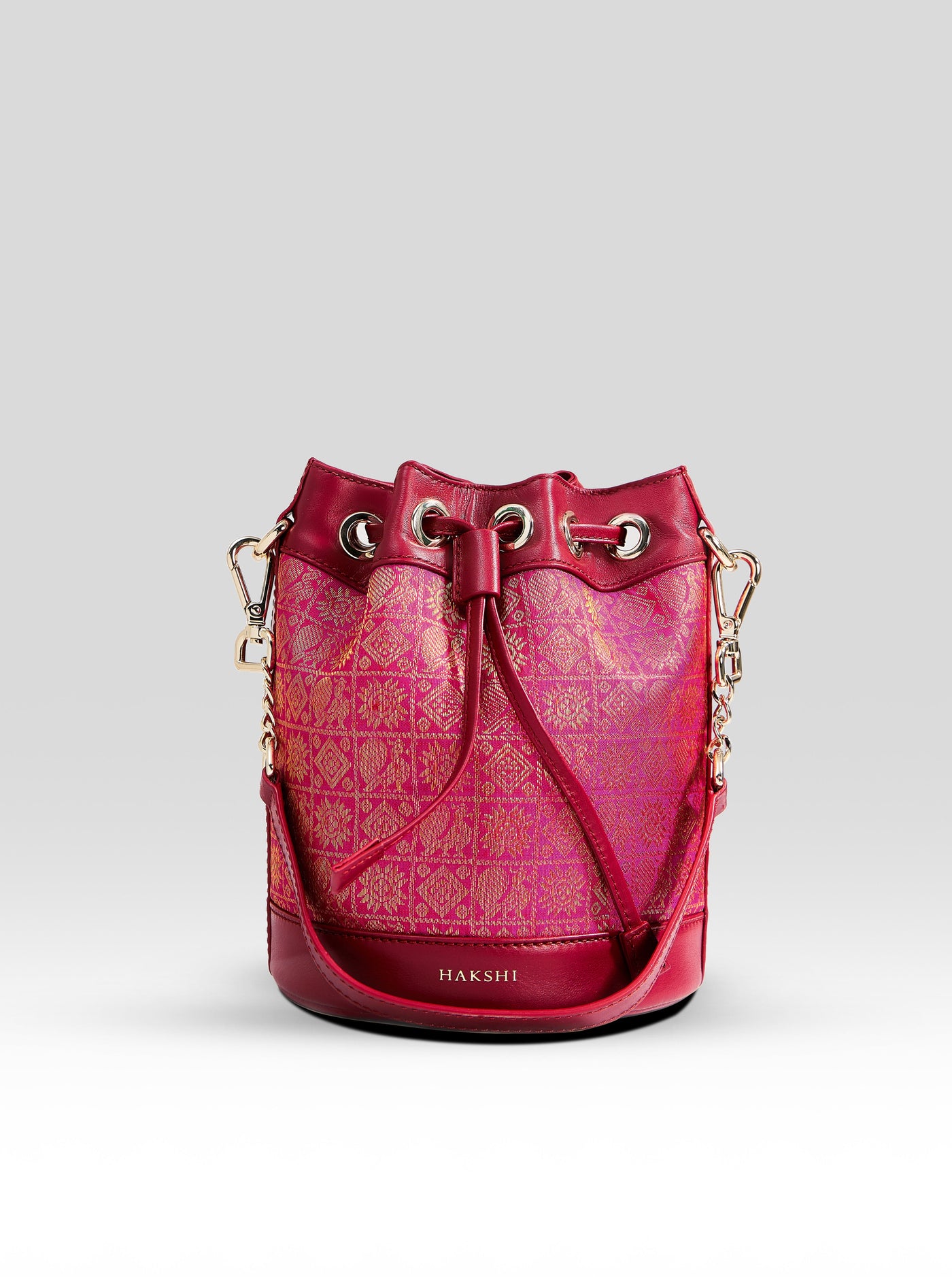 Yanay Kanchi Brocade Potli Bag Magenta & Red - Clio Silks