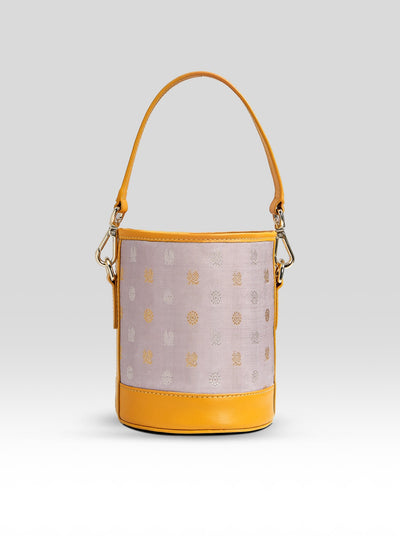 Adhya Bucket Bag Grey & Yellow - Clio Silks
