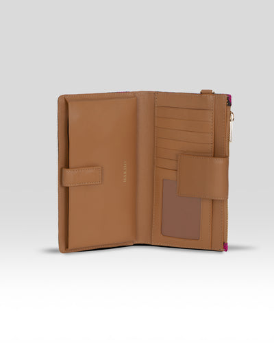 Simha Zipper Wallet Orange & Tan - Clio Silks