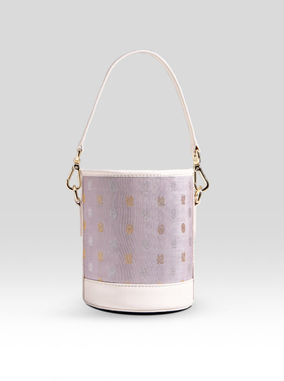 Adhya Bucket Bag Grey & Ivory - Clio Silks