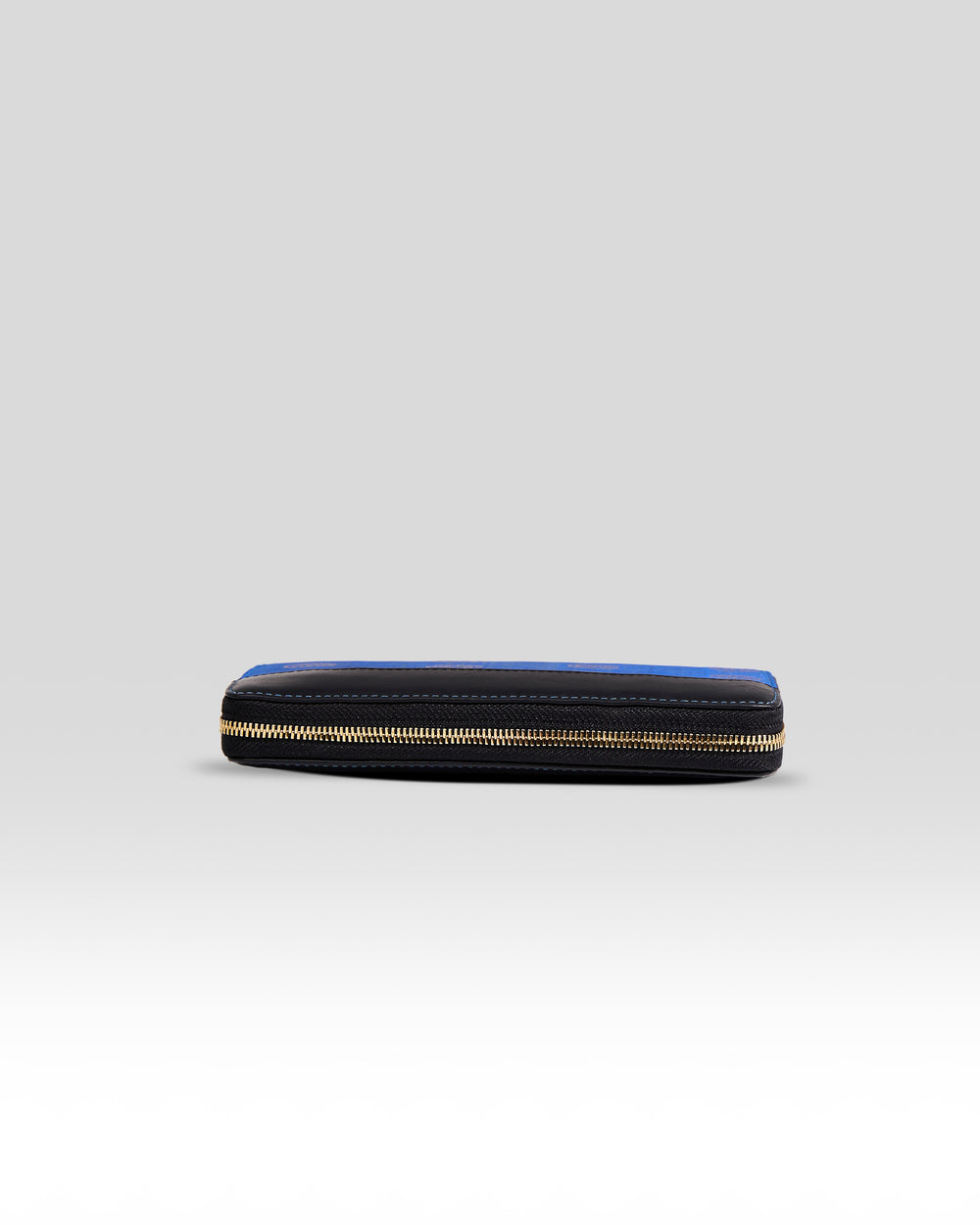Simha Zipper Wallet Peacock Blue & Black - Clio Silks