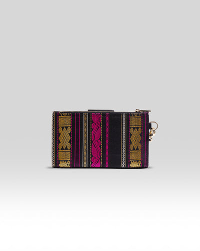 Hamsa Wrist Wallet Black and Tan - Clio Silks