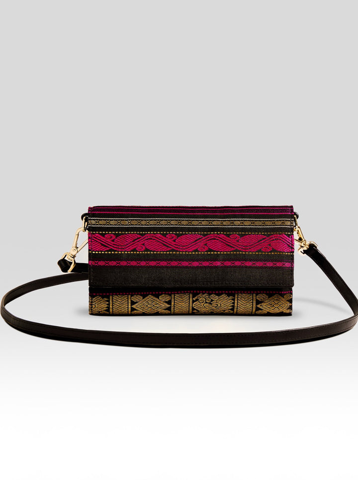 Vana Pure Zari Black Sling Bag - Clio Silks