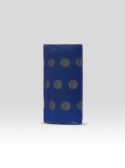 Rudra Long Wallet Peacock Blue and Tan - Clio Silks
