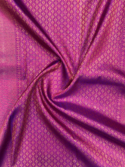 Magenta Purple Shot Colour Pure Zari Brocade Kanchipuram Silk Saree