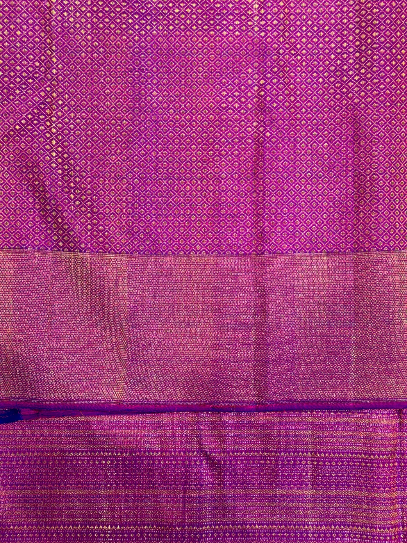 Magenta Purple Shot Colour Pure Zari Brocade Kanchipuram Silk Saree