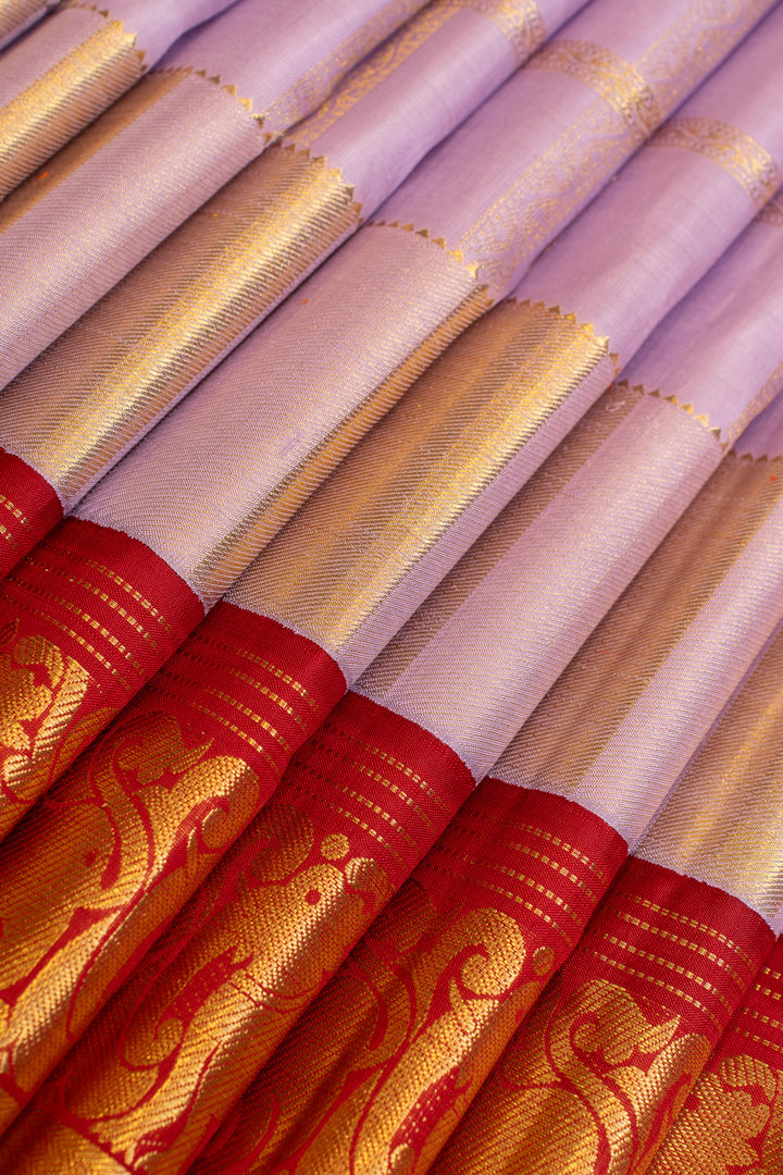 Purple and red grand border  pure Kanchipuram silk saree