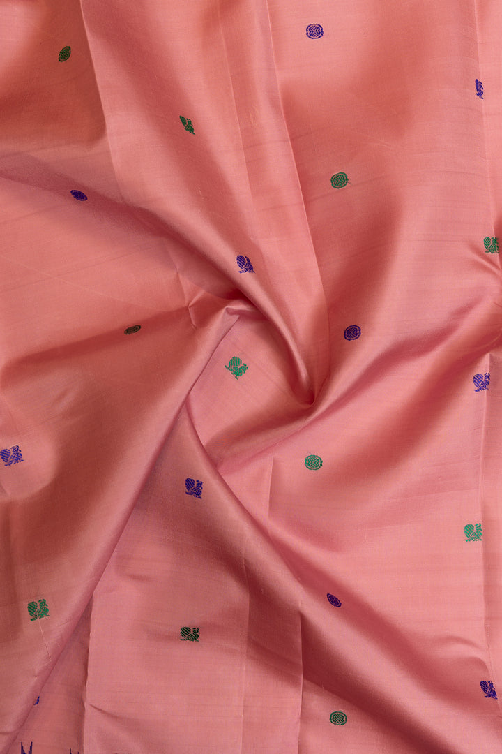 Lotus pink and purple threadwork Kanchipuram silk saree