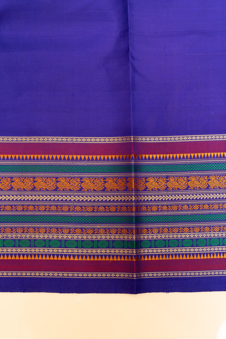 Lotus pink and purple threadwork Kanchipuram silk saree