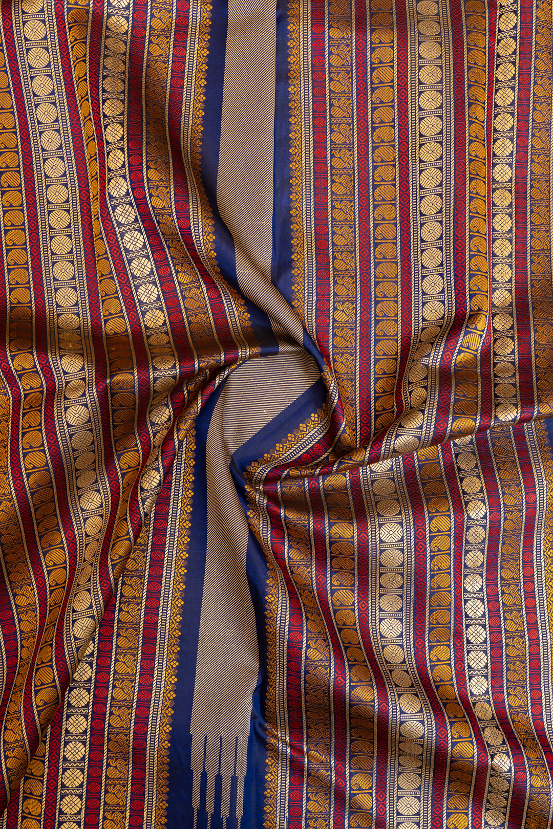 Peach threadwork Kanchipuram silk saree