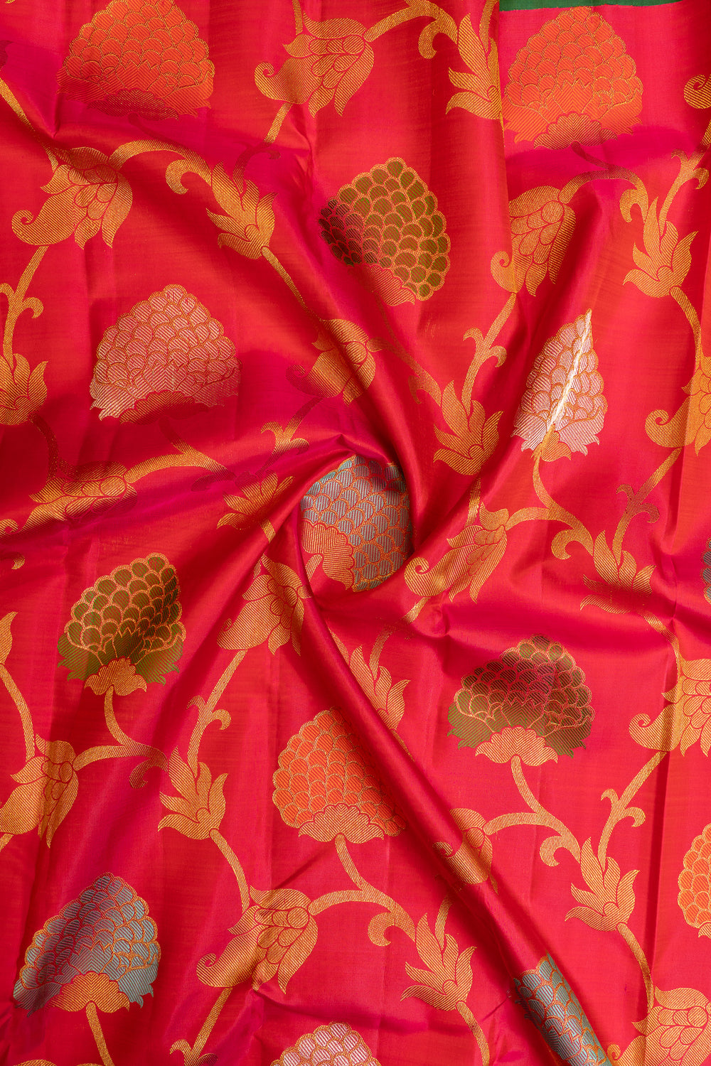Rani pink dahlia meenkari pure zari Kanchipuram silk saree