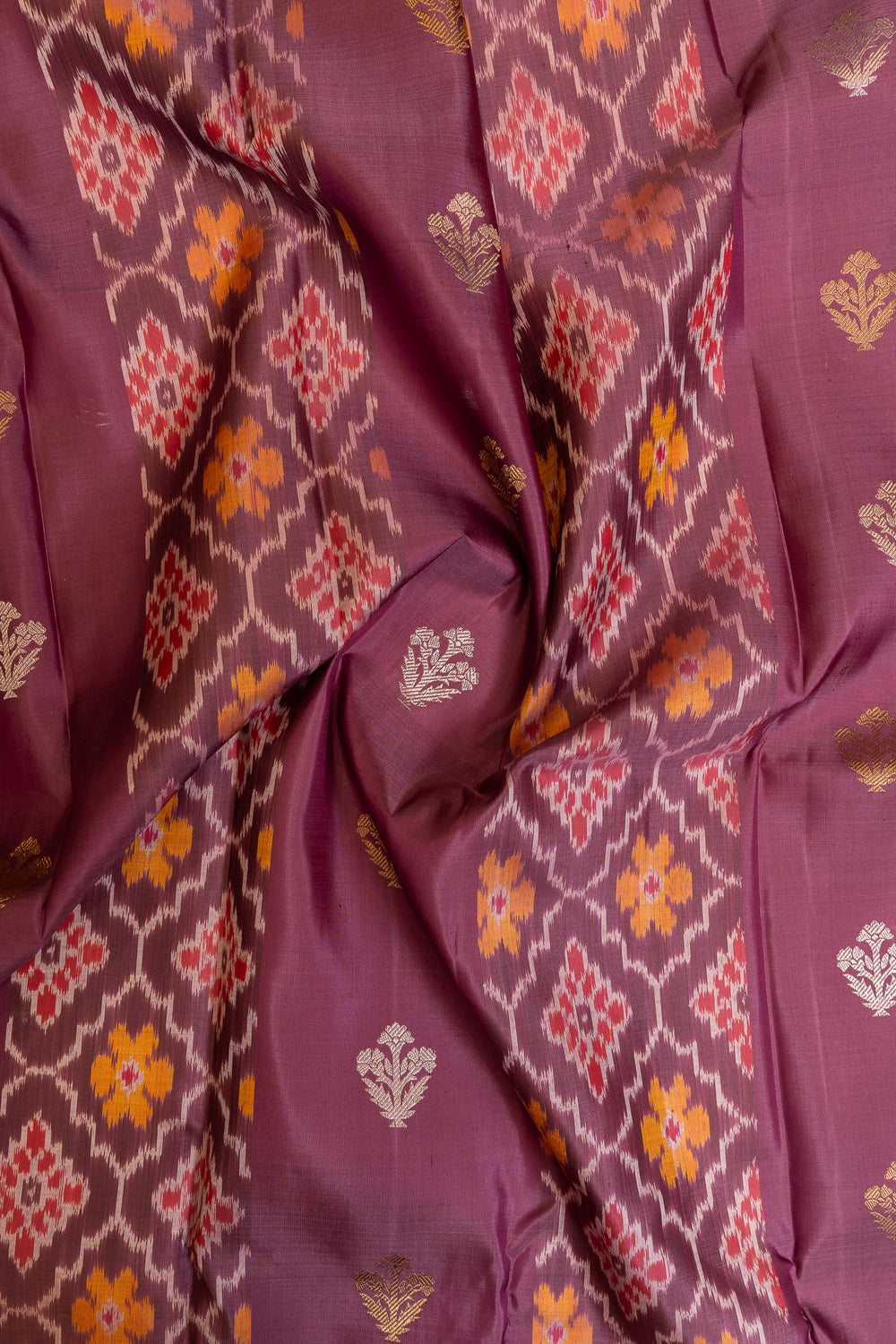Purple ikat kanjivaram pure silk saree