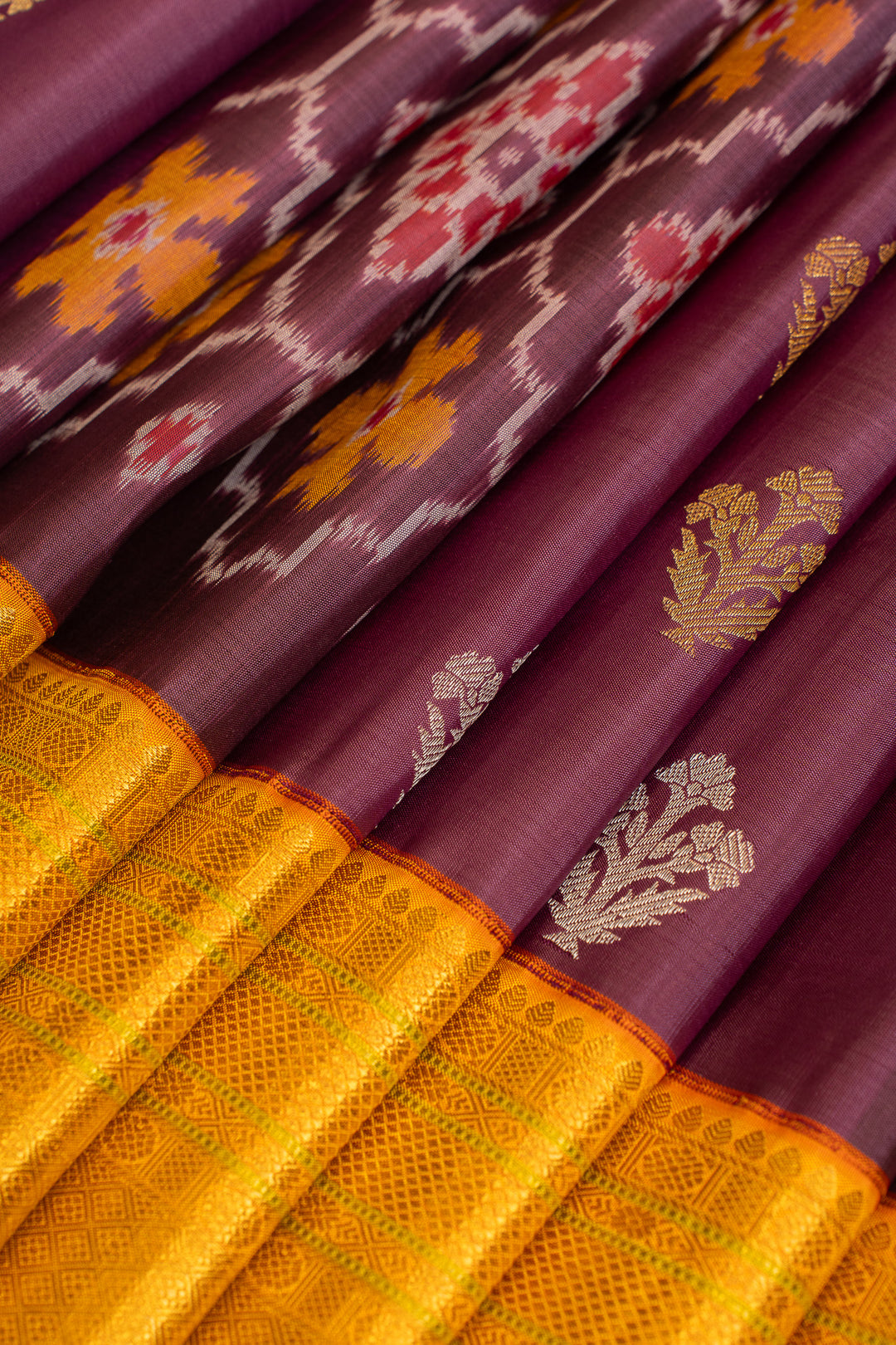 Purple ikat kanjivaram pure silk saree