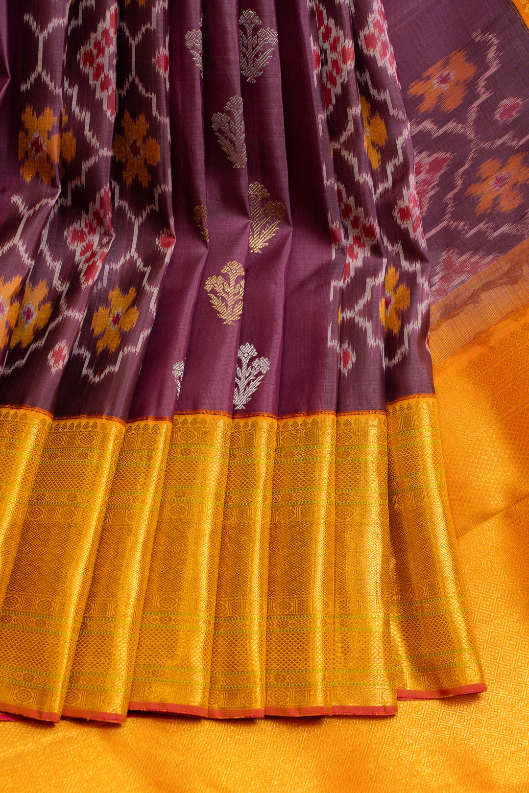 Purple ikat kanjivaram pure silk saree