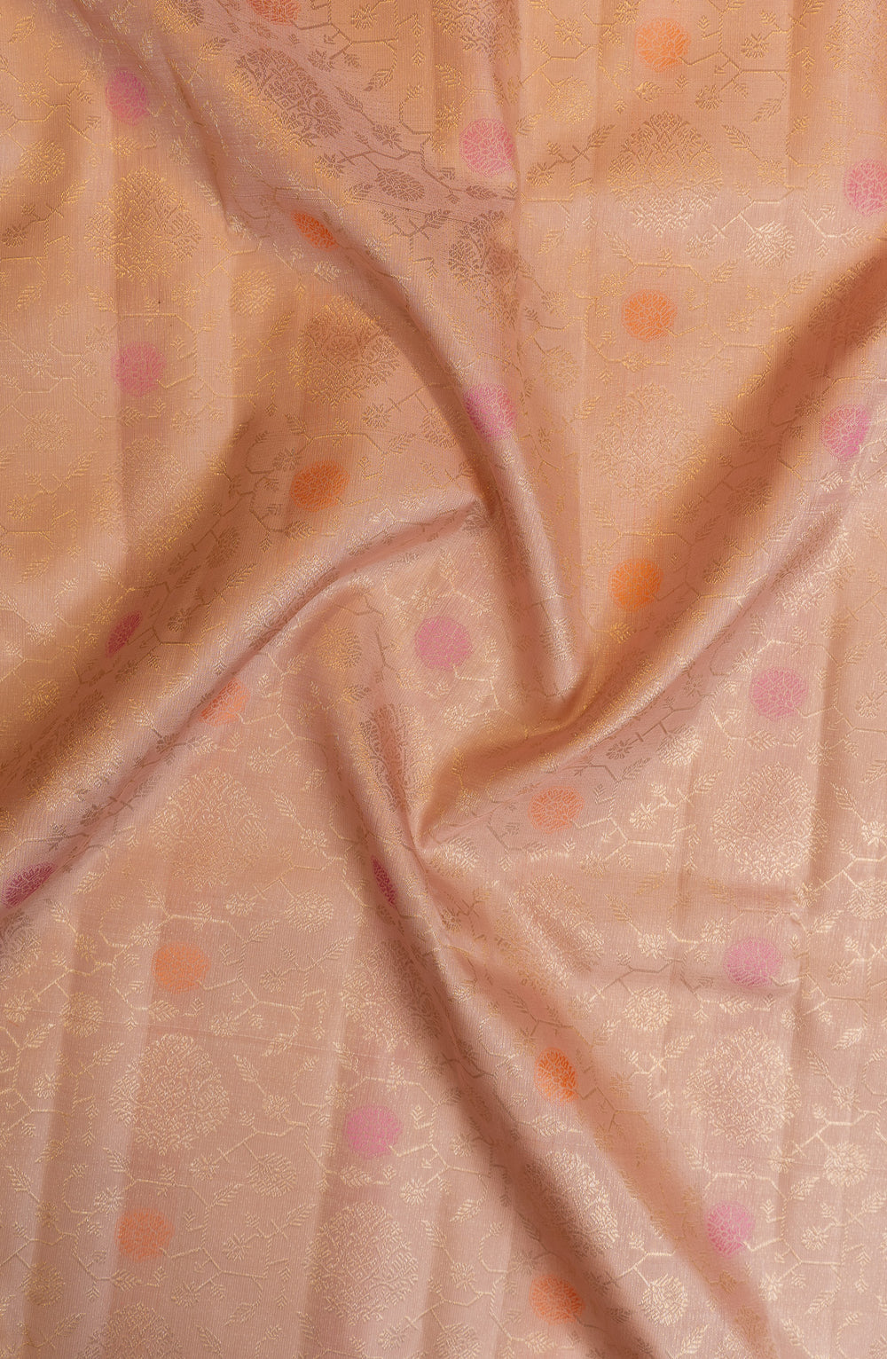 Pastel pink Paithani brocade pure Kanchipuram silk saree