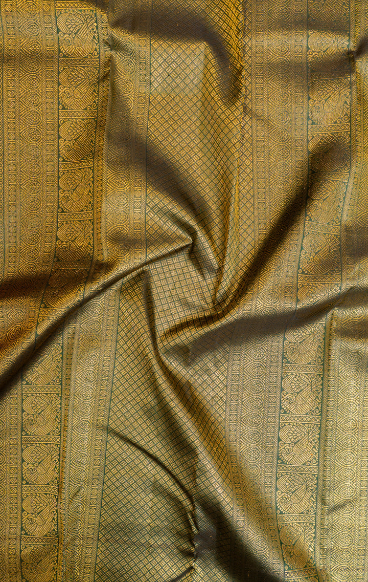 Red and green traditional pure Kanchipuram silk saree