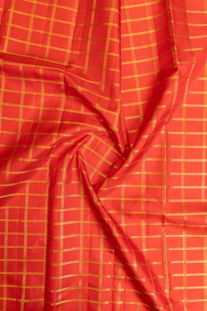 Red and green traditional pure Kanchipuram silk saree