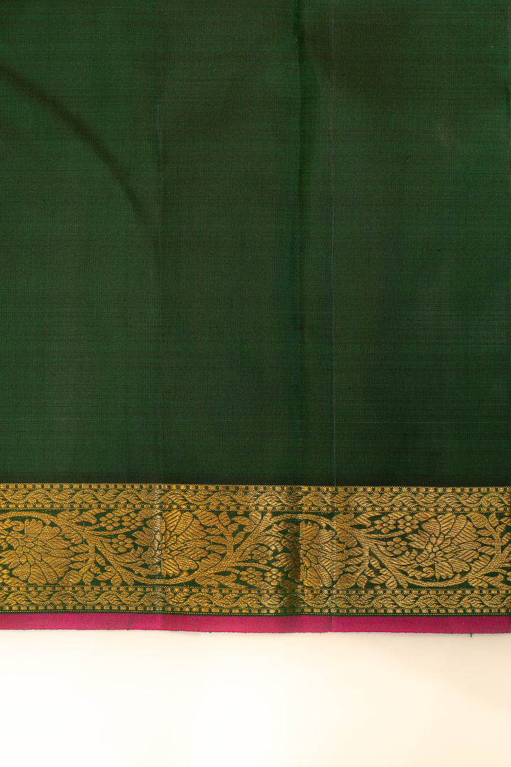 Red and green traditional pure Kanchipuram silk saree