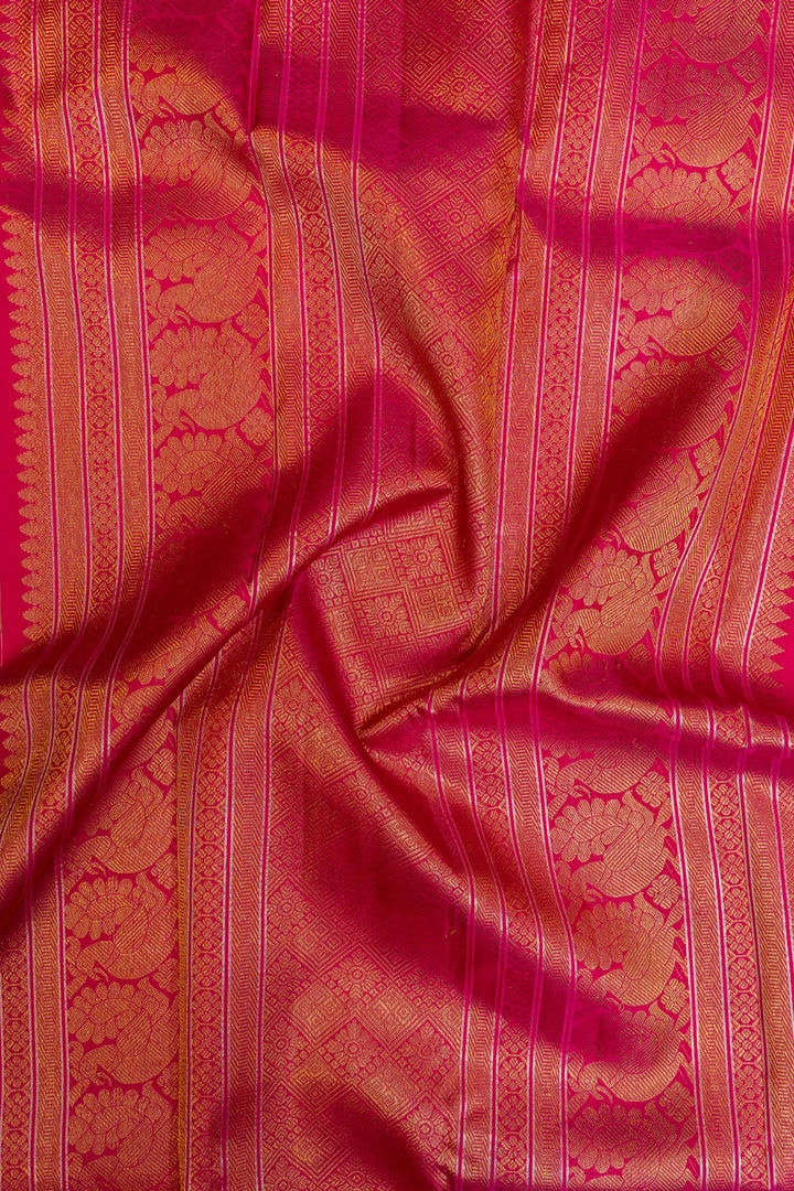 Peacock blue and peach ikat kanjivaram pure silk saree