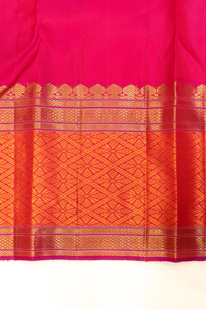 Peacock blue and peach ikat kanjivaram pure silk saree