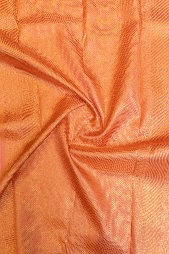 Light pink and peach floral brocade pure Kanchipuram silk saree